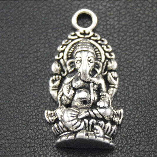 10pcs  Silver Color Ganesh Pendant DIY Necklace Bracelet Bangle Findings 27X14mm A1777