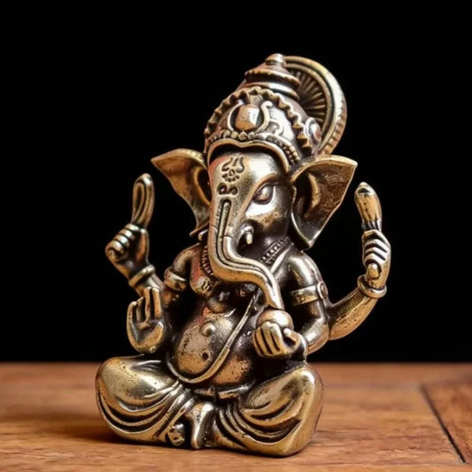 Gold Ganesh Buddha Statue Indian Elephant God Sculpture Home Living Room Garden Decoration Figurine Lucky Ornament